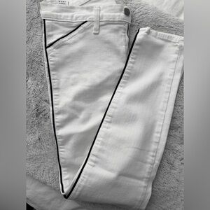 J Brand White Jeans with Black Trim